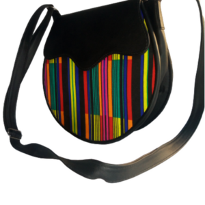 black multicolored handbag