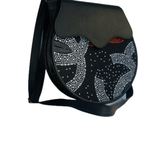 black dotted handbag